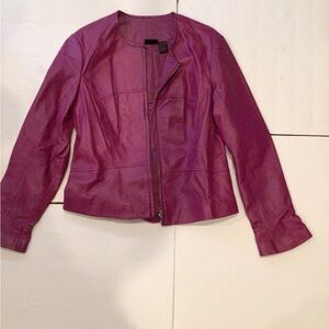 Elegant Women's Purple Leather Jacket